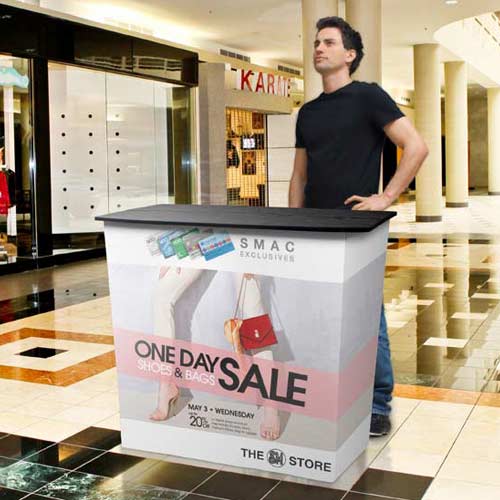Mostrador publicitario económico impreso