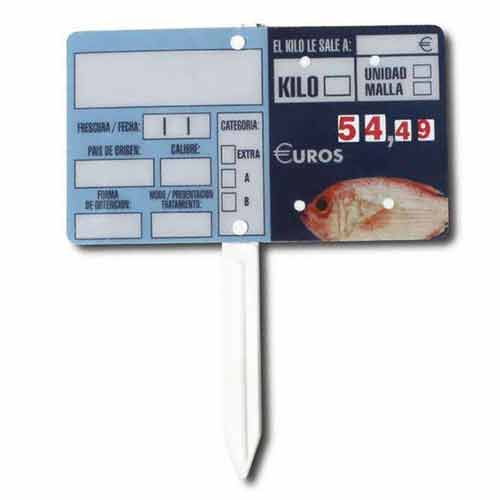 Cartel pescader&iacute;a glasspack con ruedas num&eacute;ricas