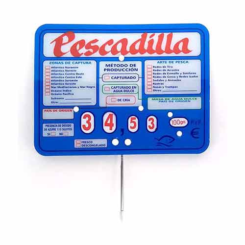 Portaprecio pescader&iacute;a rotulado