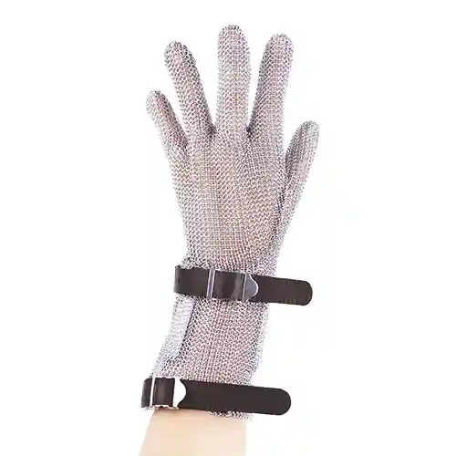 Guante de malla inox reversible con correa y brazalete