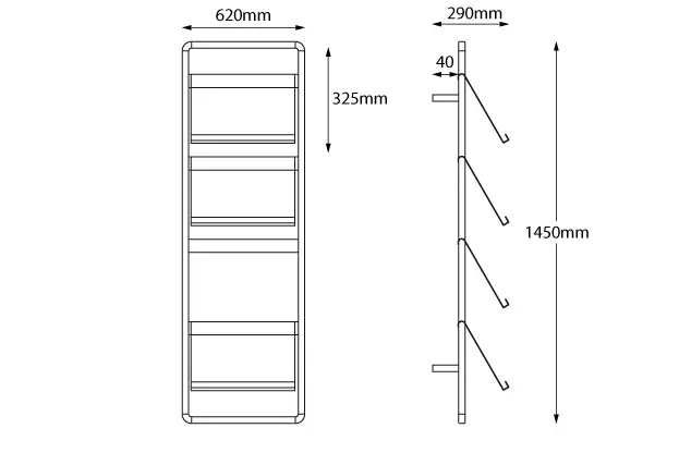 Expositor de pared medidas